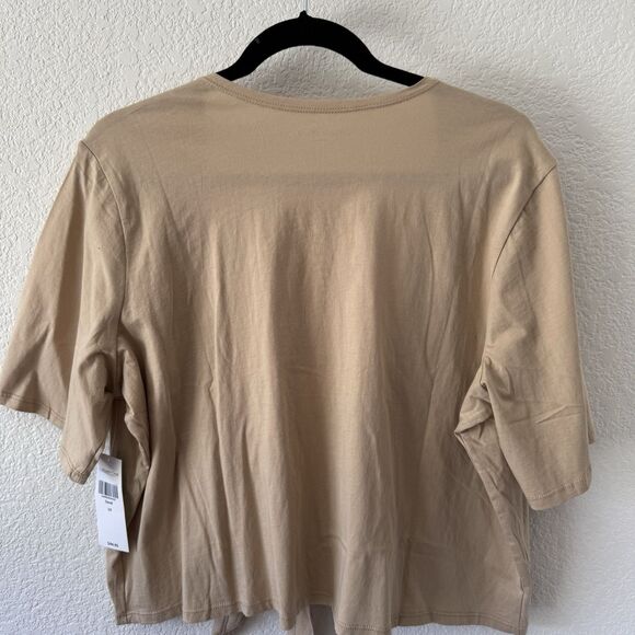 Coldwater Creek 1X Women’s Shortsleeve Wrap Top Sand Tan Color Classic Capsule - Picture 7 of 9